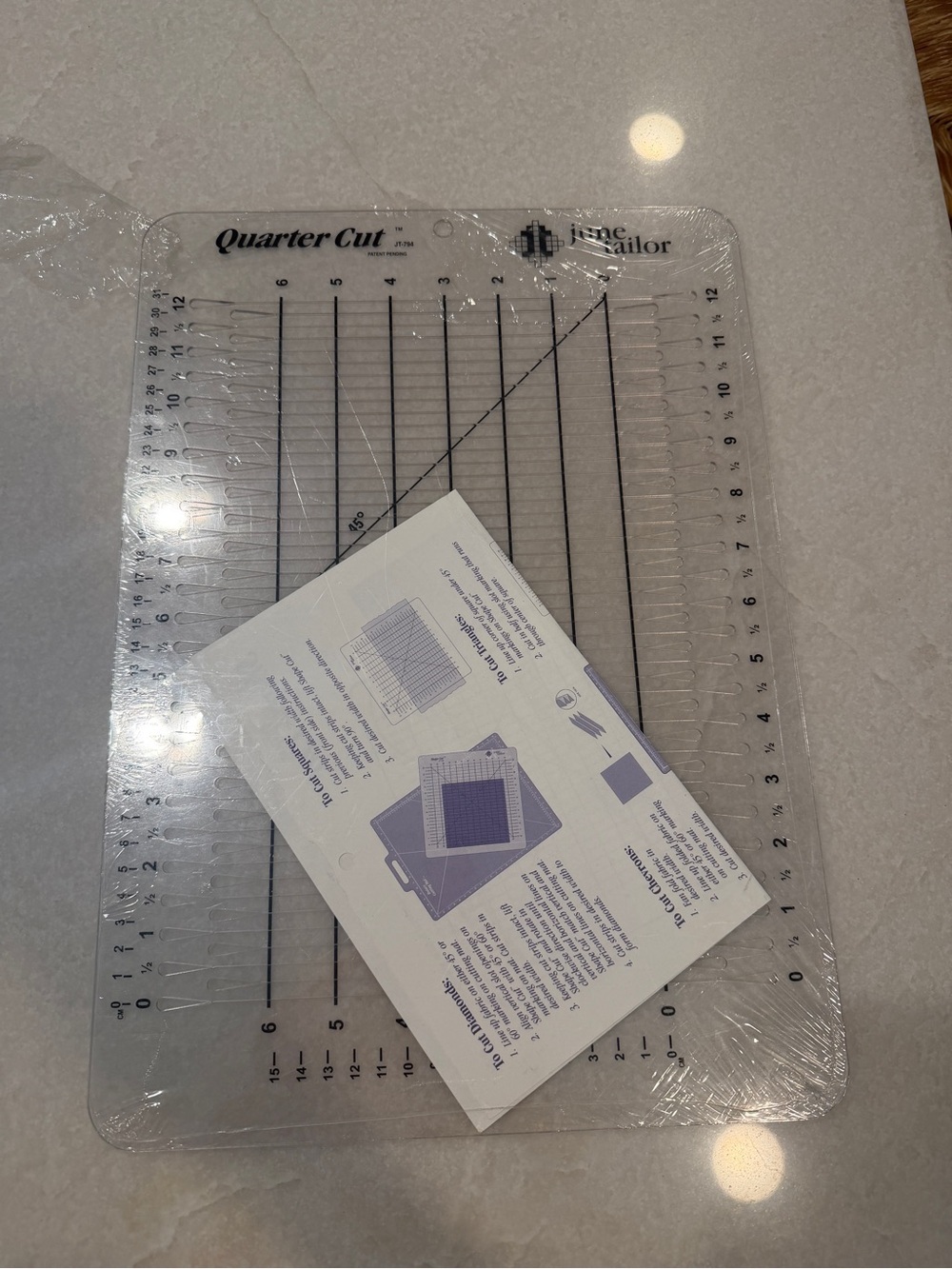 Vintage Quarter Cut Clear Acrylic Quilting Template